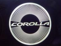 Лазерная подсветка Welcome со светящимся логотипом Corolla в черном металлическом корпусе, комплект 2 шт.