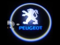 Лазерная подсветка Welcome со светящимся логотипом Peugeot в черном металлическом корпусе, комплект 2 шт.