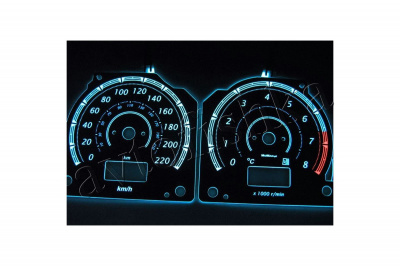 Nissan Primera P11 - дорестайл светодиодные шкалы (циферблаты) на панель приборов - дизайн 1