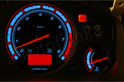 Nissan Primera P11 - дорестайл светодиодные шкалы (циферблаты) на панель приборов - дизайн 2